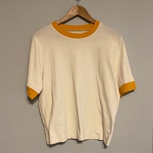 Madewell cream top with yellow collar Sz Lg